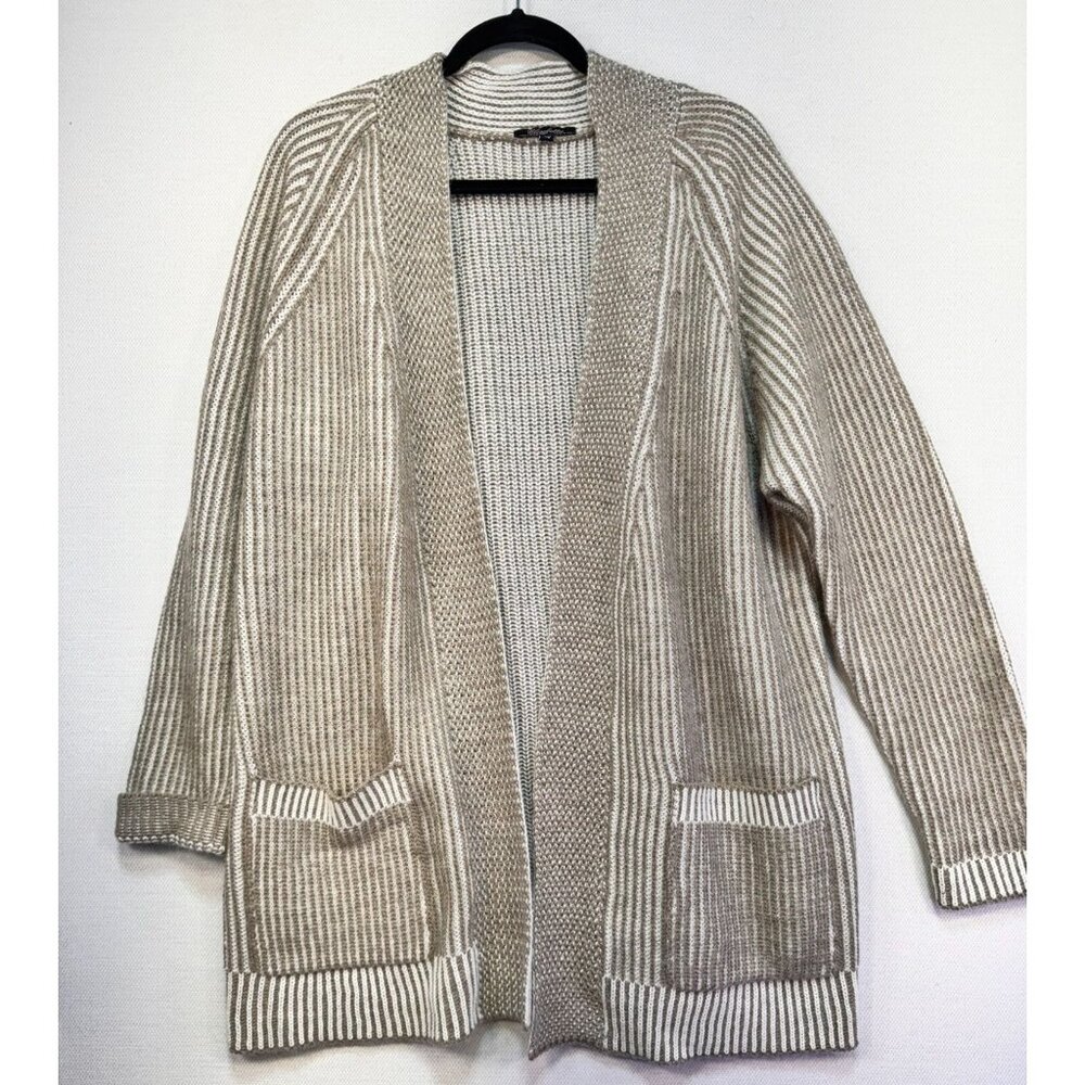 Elisabetta Collection Womens Cardigan Sweater 2X Beige Striped Made In Italy